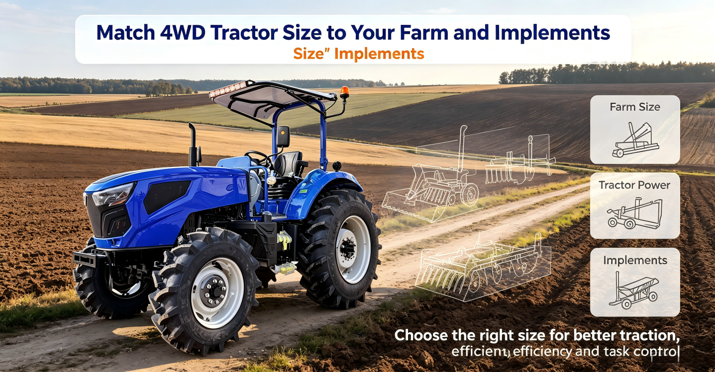 Haga coincidir el tama&ntilde;o del tractor 4WD con su granja e implementos