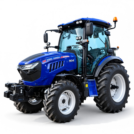 Tractor agrícola azul medio de 90HP 4WD con cabina completamente cerrada
