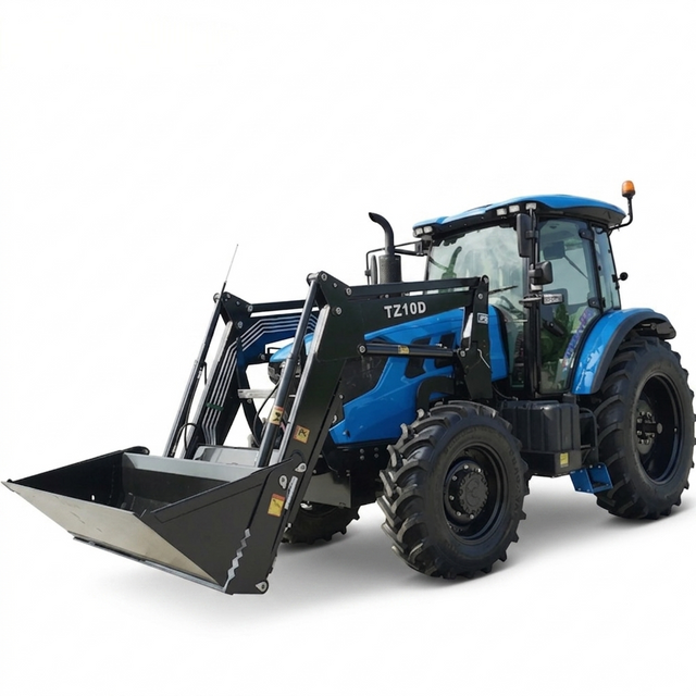 Tractor agrícola resistente 4WD azul de 120 CV con cargador frontal