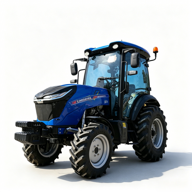Tractor agrícola azul 4WD de 50 CV con cabina