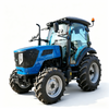 Tractor agrícola azul medio de 90HP 4WD con cabina completamente cerrada